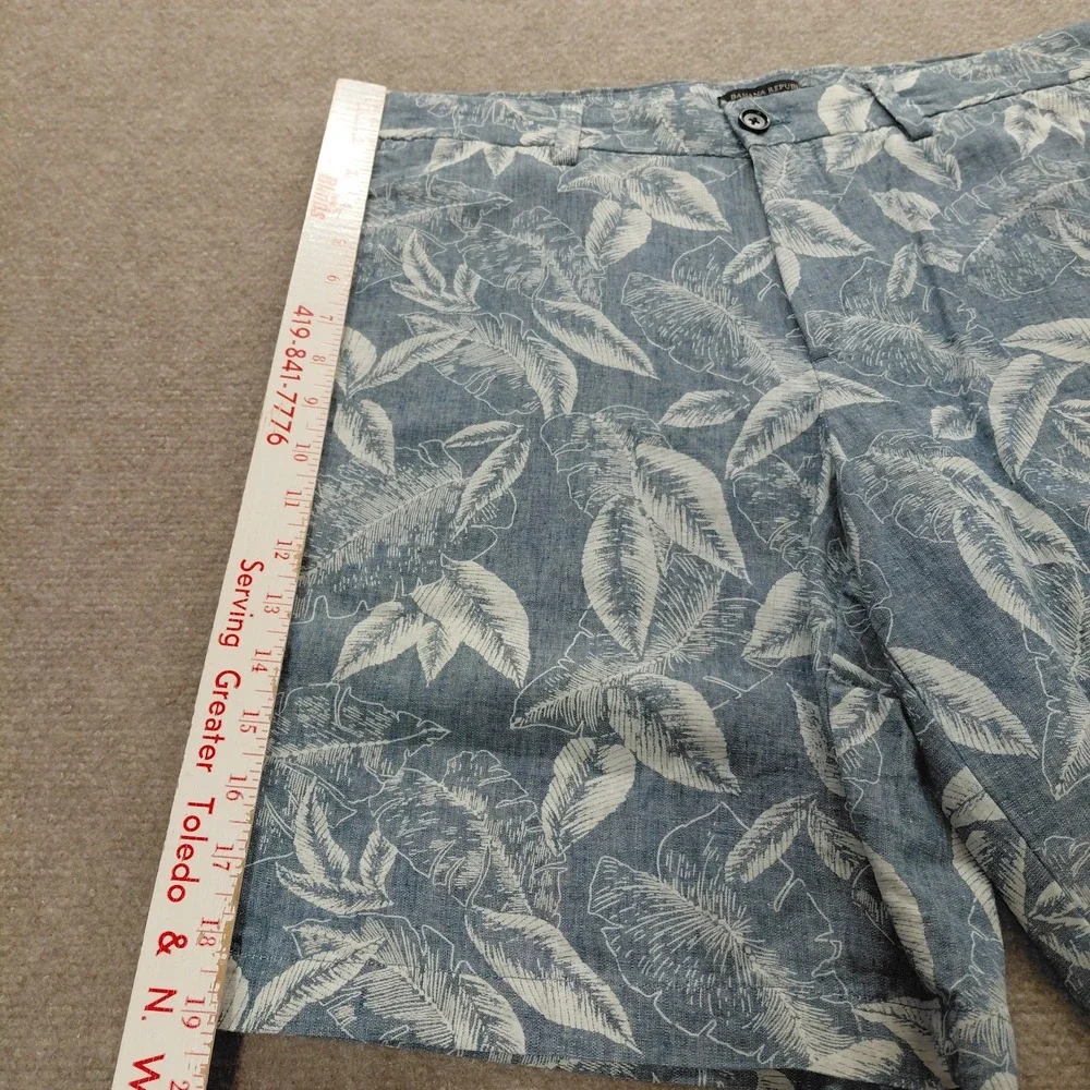Banana Republic Aiden Linen Shorts Mens 33 Blue Hawaiian Chino Preppy Coastal 9